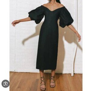 Mara Hoffman Black Namari Puff Sleeve Midi Dress Size 2